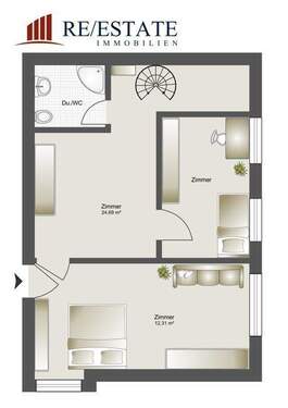 3-Zimmer-Garten-Maisonettewohnung Souterrain - 