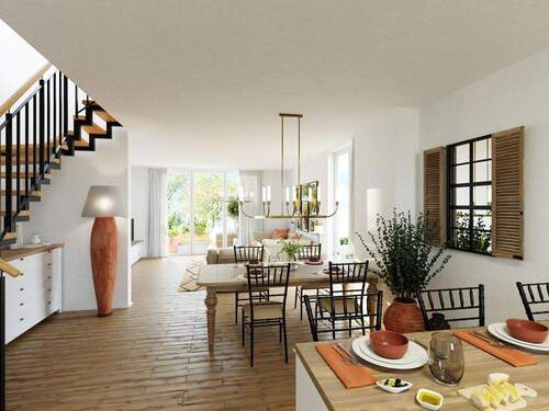Visualisierung_Mediterran_Wohnzimmer - 5 Zimmer Reihenendhaus zum Kaufen in Hamburg / Sasel