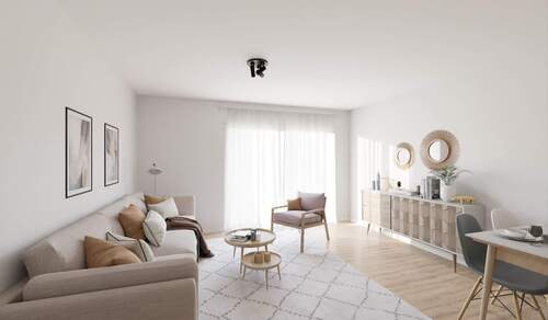 Ein geräumiges Wohnzimmer für die gemeinsame Zeit - Modern ausgestattet und in Rheinnähe