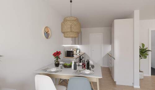 Die offene Wohnküche lädt zum gemeinsamen Kochen ein - 3 Zimmer Etagenwohnung in Germersheim
