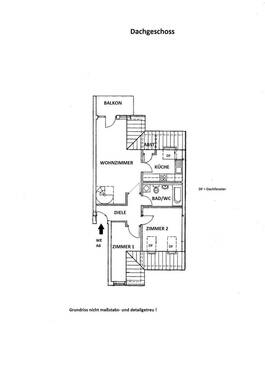 Grundriss DG - RESERVIERT ! Schöne 4-Zimmer-Dachgeschosswohnung über 2 Etagen mit Balkon in schöner und ruhiger Wohnlage von Rudolstadt zu vermieten