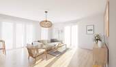 Im Wohnzimmer kommt Ihre Familie zusammen - Komfortable 3-Zimmer-Wohnung mit bodentiefen Fenstern