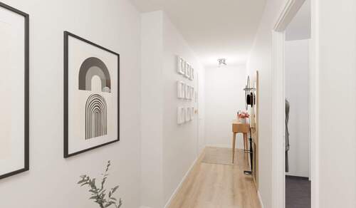 Der freundliche Flur bietet Platz für Ihre Deko - 3 Zimmer Etagenwohnung zum Kaufen in Hasloh
