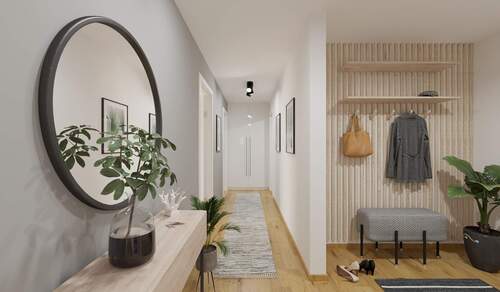 Im Eingangsbereich finden Garderobe und Schuhe ihr - 