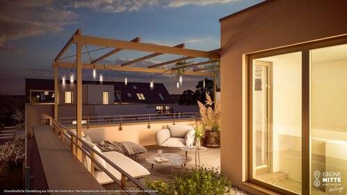 Wohn- und Einrichtungsbeispiel - 5-Zi.-RMH, real geteilt, mit 2 Terrassen, Loggia und großzügiger Dachterrasse in Süd-West-Ausrichtung