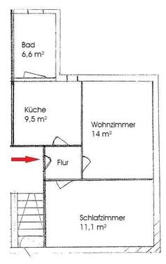Skizze - Etagenwohnung mit 47,90 m&sup2; in Röderau-Bobersen zur Miete