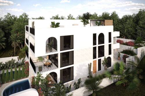 Seitliche Ansicht des Hauses - Elegantes Wohnen trifft auf natürliche Idylle - Neubauwohnung direkt am Strand von Seget Vranjica