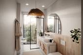 Hochwertiges Badezimmer mit ebenerdiger Dusche - 