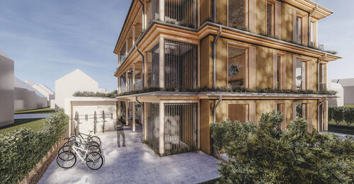 Detailansicht Norden - Moderne Gartenwohnung in einzigartigem Vollholzhaus mit Tageslicht-Badezimmer & offenem Wohnkonzept