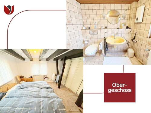 Bad und Schlafzimmer im 1. Obergeschoss - 