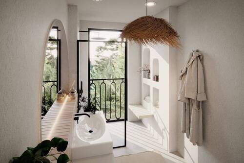 Hochwertiges Badezimmer mit ebenerdiger Dusche - 