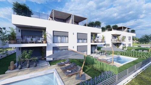 Moderne Architektur mit Stil - Doppelhaushälfte in moderner Architektur - Stilvolles Wohnen mit Pool