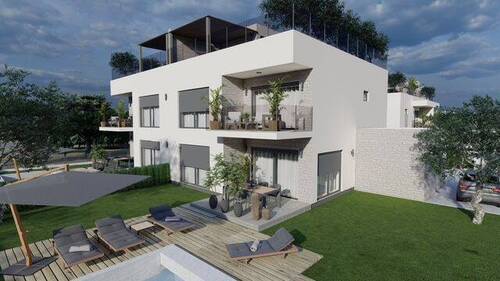 Stilvolles Flachdach und bodentiefe Fenster - 