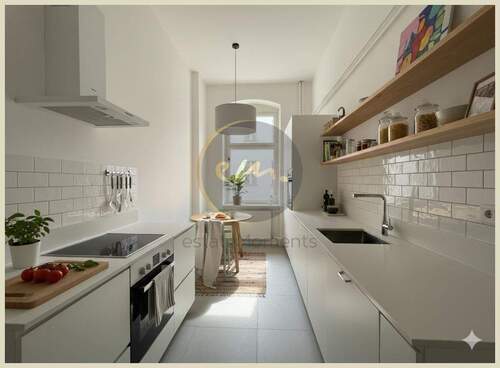 Küche (Visualisierung) - Etagenwohnung mit 72,50 m&sup2; in Berlin zum Kaufen