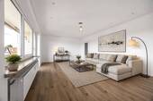Wohnbereich mit Balkonzugang - Visualisierung - Bezugsfreie 3-Zimmer-Wohnung mit Süd Balkon und modernem Tageslichtbad