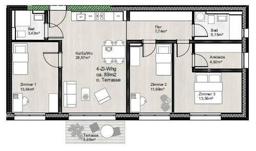 L1-W2 - 4 Zimmer Etagenwohnung in Wangen