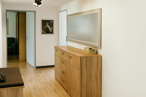 Modern Flur mit Holzdetails und Portrait - 3 Zimmer Etagenwohnung zum Kaufen in Baden-Baden
