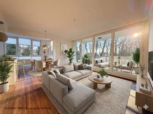 Möblierungsvorschlag - Attraktive Wohnung mit Südbalkon, Parkblick und Tiefgaragen Stellplatz