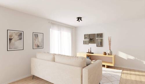 Das geräumige Wohnzimmer bringt die Familie zusamm - 