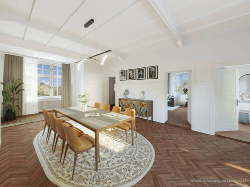 Wohn Ess Diele - digital möbliert - Exklusive Jugendstil-Wohnung mit TG-Platz im Bismarckviertel