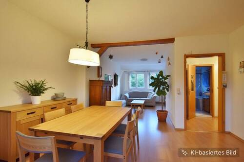 Esszimmer mit Blick ins Wohnzimmer KI - 