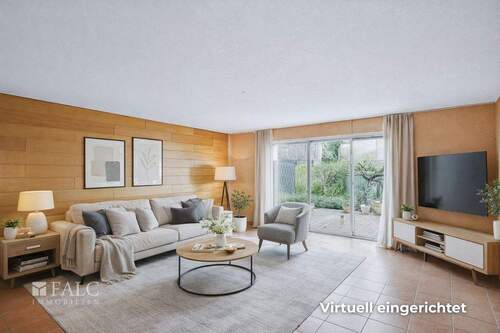 Wohnzimmer - Virtuell gestaged - 4 Zimmer Doppelhaushälfte in Bedburg