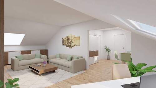 Visualisierte Bilder Teil vom Wohnzimmer - 3 Zimmer Etagenwohnung zur Miete in Haar