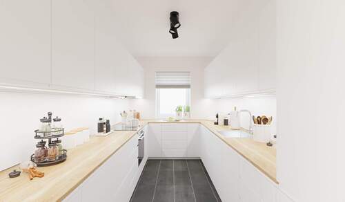 In der langen Küche bereiten Sie köstliche Mahlzeiten zu - Einfamilienhaus mit 100,10 m² in Biesenthal zum Kaufen