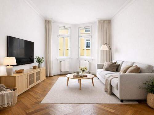 Wohnzimmer (gestaged) - Etagenwohnung mit 104,10 m&sup2; in Stuttgart zum Kaufen