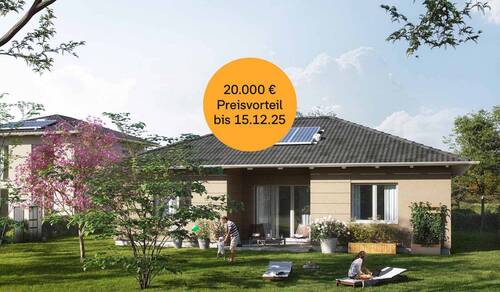 Mit Ihrem Garten wohnen Sie hier in grüner Idylle - Modernes Haus im Bungalow-Stil mit überdachter Terrasse