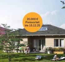 Modernes Haus im Bungalow-Stil mit überdachter Terrasse - Biesenthal