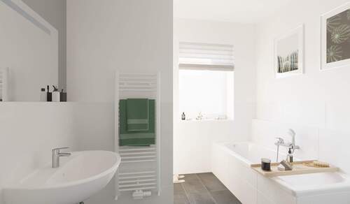 Modernes Tageslichtbad mit bodengleicher Dusche un - 