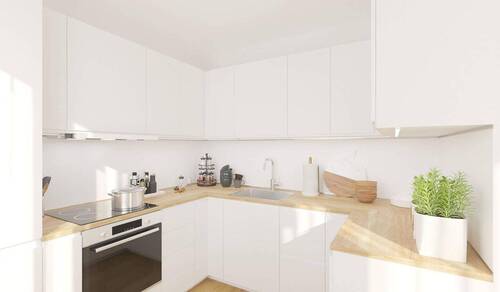 Die offene Wohnküche lädt zum gemeinsamen Kochen ein - Etagenwohnung mit 94,90 m² in Schönefeld zum Kaufen