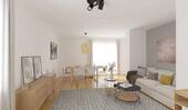 Lichtdurchfluteter Wohnbereich dank bodentiefer Fenster - 