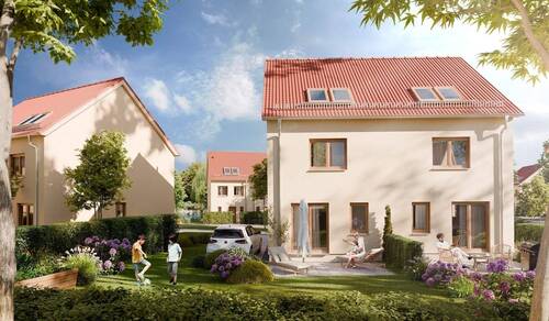 Neugebautes Doppelhaus inklusive Luft-Wärmepumpe - Doppelhaus mit Dachgeschoss zum Selbstausbau am Störmthaler See
