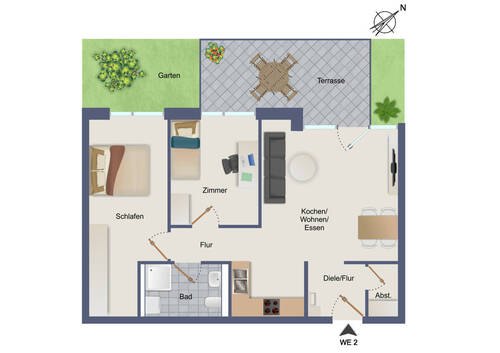Wohnung-Nr. 2 - Etagenwohnung mit 67,70 m&sup2; in Herrenberg / Gültstein zum Kaufen