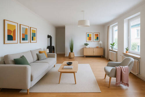 Wohnzimmer 1 - Am Volkspark Friedrichshain: Weitläufige 4-Zimmer-Gründerzeitwohnung *mit Balkon* - in Sanierung!