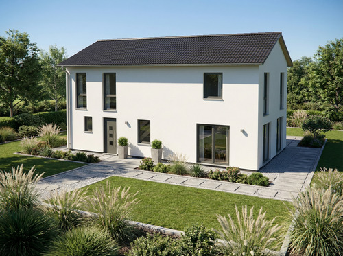 Seitenansicht mit Eingangsbereich - 6 Zimmer Einfamilienhaus zum Kaufen in Marbach