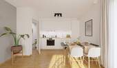 Die offene Wohnküche lädt zu gemeinsamen Mahlzeite - 3 Zimmer Etagenwohnung in Rostock