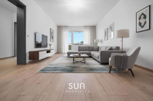 Wohnzimmer (Beispieleinrichtung) - KERNSANIERT, zentral gelegen: 2-Zi-Wohnung mit Balkon und Perspektive