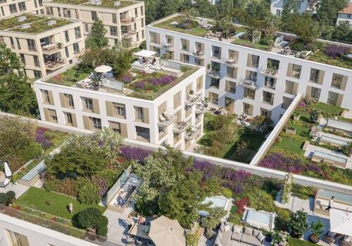Blick auf den grünen Innenhof - Etagenwohnung mit 86,30 m² in Landsberg am Lech zum Kaufen