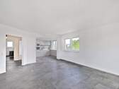 Riesiger, luftiger Wohnbereich mit offener Küche (Einbauküche visualisiert) - 3 Zimmer Etagenwohnung zum Kaufen in Ludwigsburg