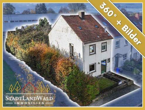 Titelbild - Exposé - Grüner Rückzugsort in der Stadt - Reihenendhaus zum Renovieren mit Garten und Garage