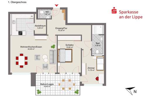 1. Obergeschoss Wohnung 02 - 
