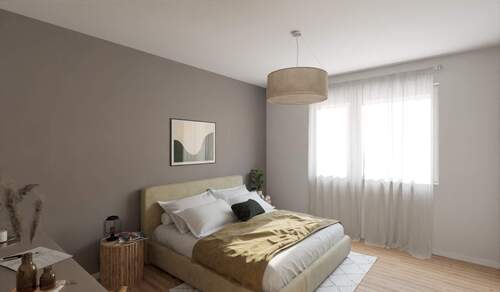 Ein gemütliches Schlafzimmer - Terrassenwohnung mit 67,20 m² in Düsseldorf zum Kaufen