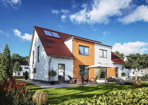Doppelhaus-Duett-125-Gartenansicht - Ihr Neues Zuhause im Doppelhaus auf einem schönen großen Grundstück mit traumhaftem Blick ins Labertal freut sich auf Sie.- Nähe Pilsach