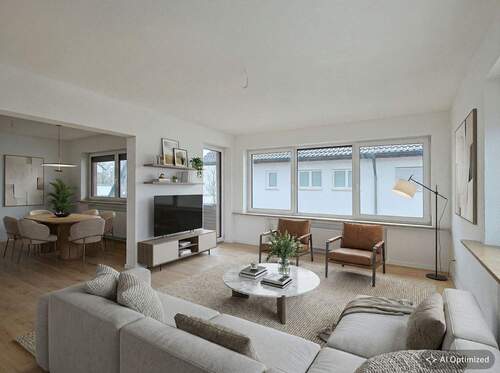 [KI-optimiertes Foto] Heller, offener Wohnbereich mit Zugang zum Balkon - Erstbezug nach Kernsanierung: Stilvolle 4-Zimmer-Wohnung mit Balkon