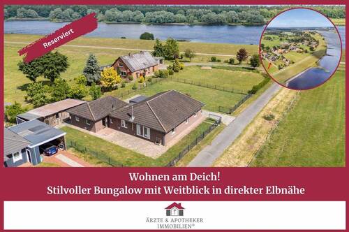 Ärzte & Apotheker Immobilien - Wohnen am Deich - stilvoller Bungalow mit Weitblick in direkter Elbnähe!