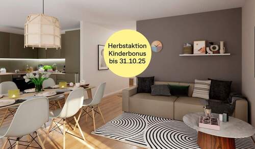 Ein hell erleuchtetes Wohnzimmer - Familienwohnung mit zwei Dachterrassen und Gäste-WC