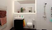 Ein modern gefliestes Badezimmer - 